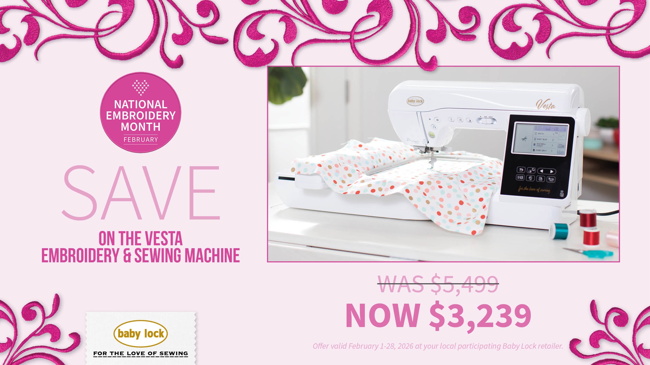 Baby Lock Vesta Embroidery & Sewing Machine