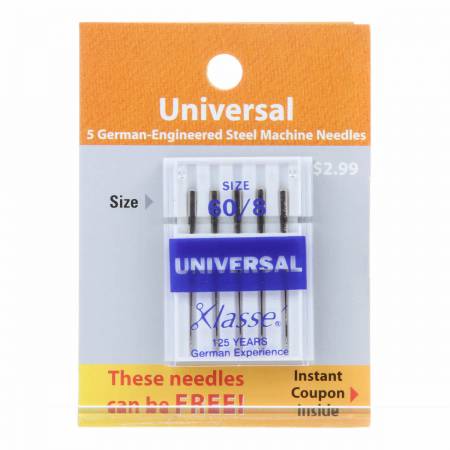 Klasse Carded Universal Machine Needle Size 8/60 5ct