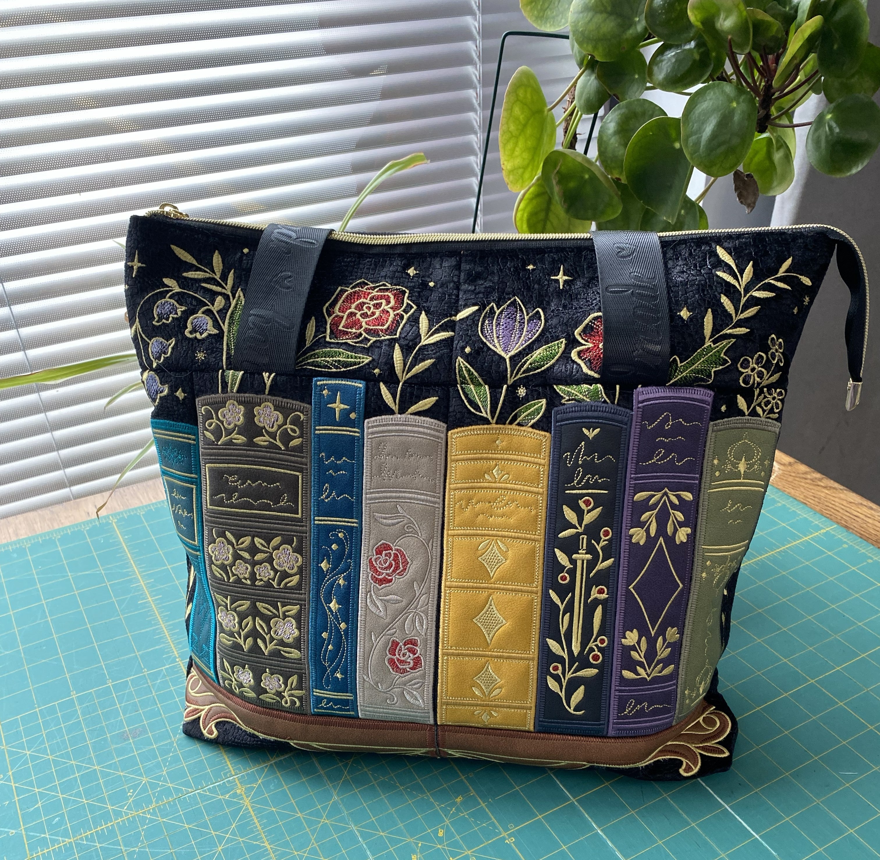Embroidery: Gilded Books & Blooms Tote by Urban Threads