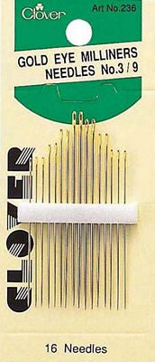 Clover Gold Eye Milliners Needles16ct