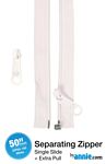 50in Separating Zipper + Extra slide -White